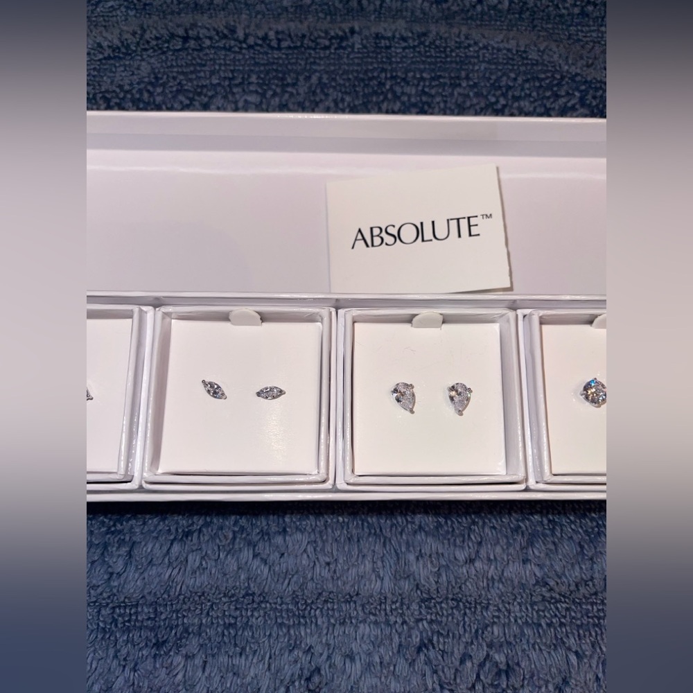 Absolute HSN Silver Faux Diamond Earring Set - Picture 5 of 9
